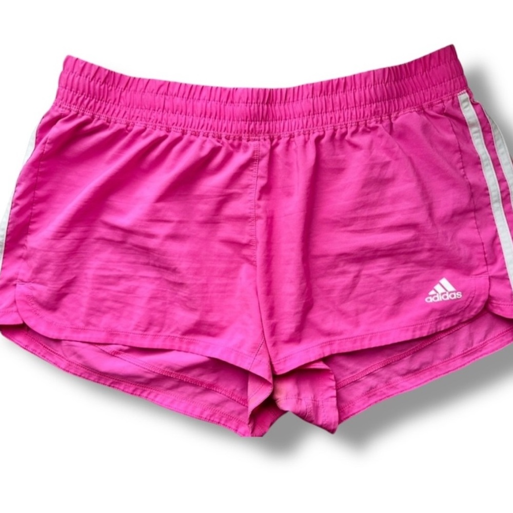 ADIDAS — PINK ATHLETIC SHORTS W/MOISTURE-WICKING FABRIC — SIZE LARGE